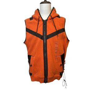 TG-9 Sean John Men's XL Safety Orange Sherpa Lined Hooded Vest Zippered Pockets